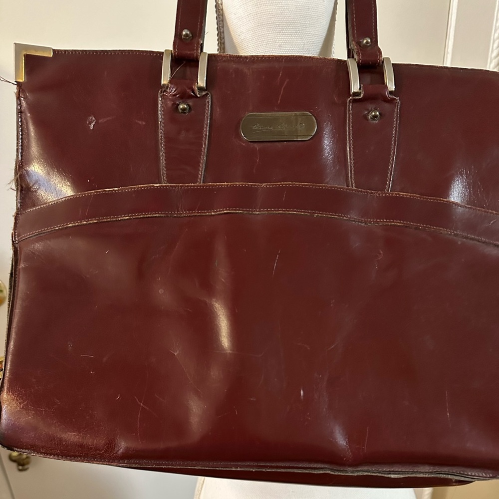 Etienne Aigner Deep Red Laptop Tote
